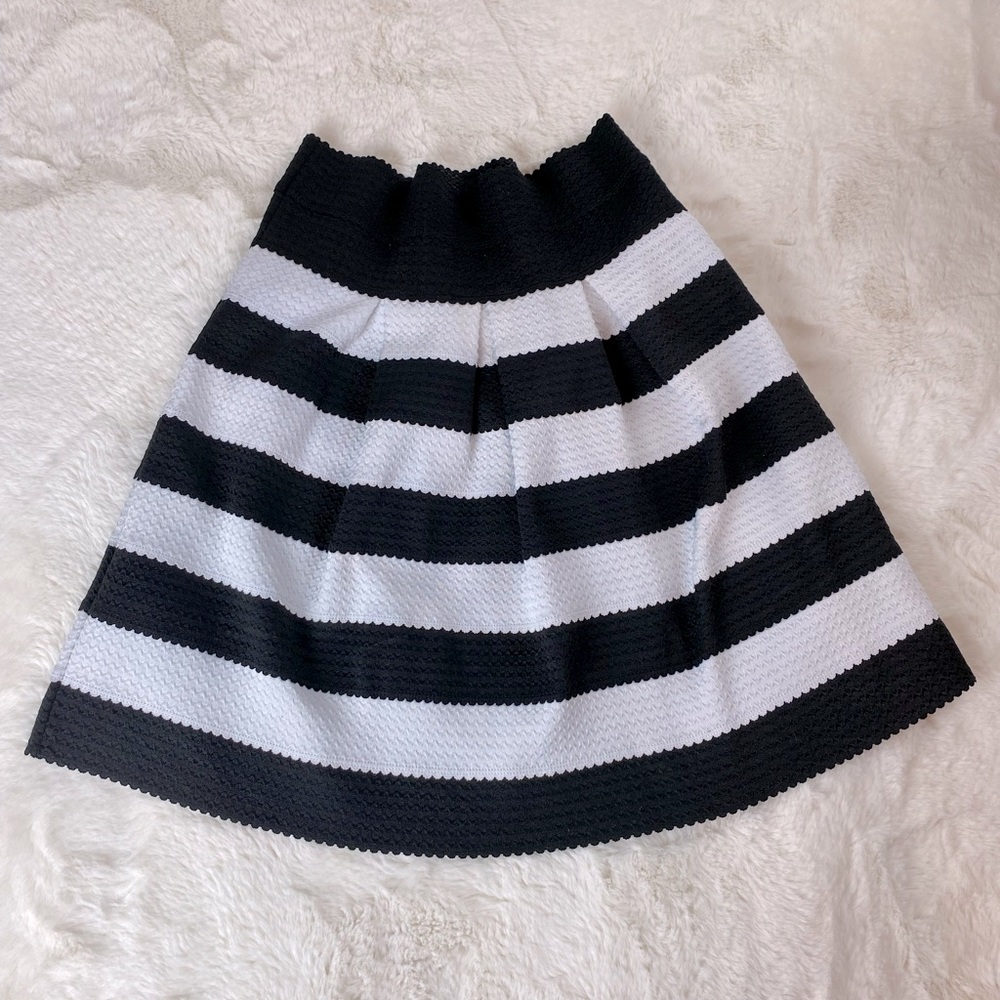 ANN TAYLOR Petites Black/White Stripe Skirt | Size 2P